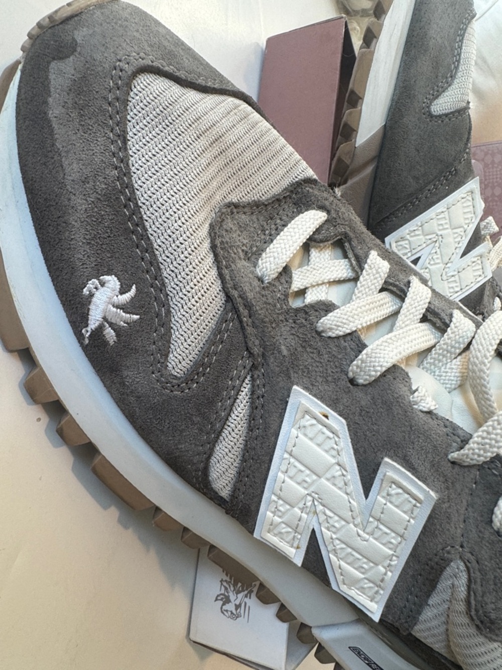 Kith New Balance Men's Suede Mesh Sneakers - Gray & Cream